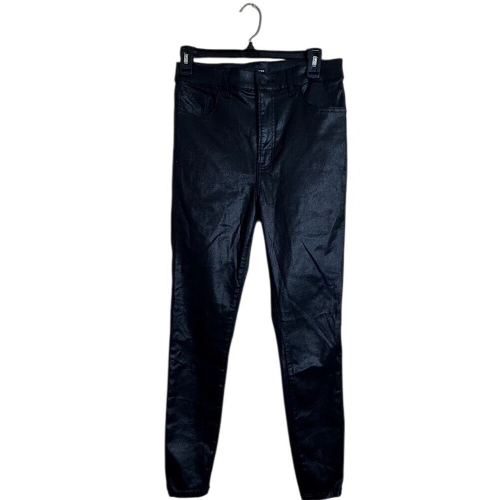 Express Pants Womens Size 6 Black Super High Rise Skinny Coated Stretch